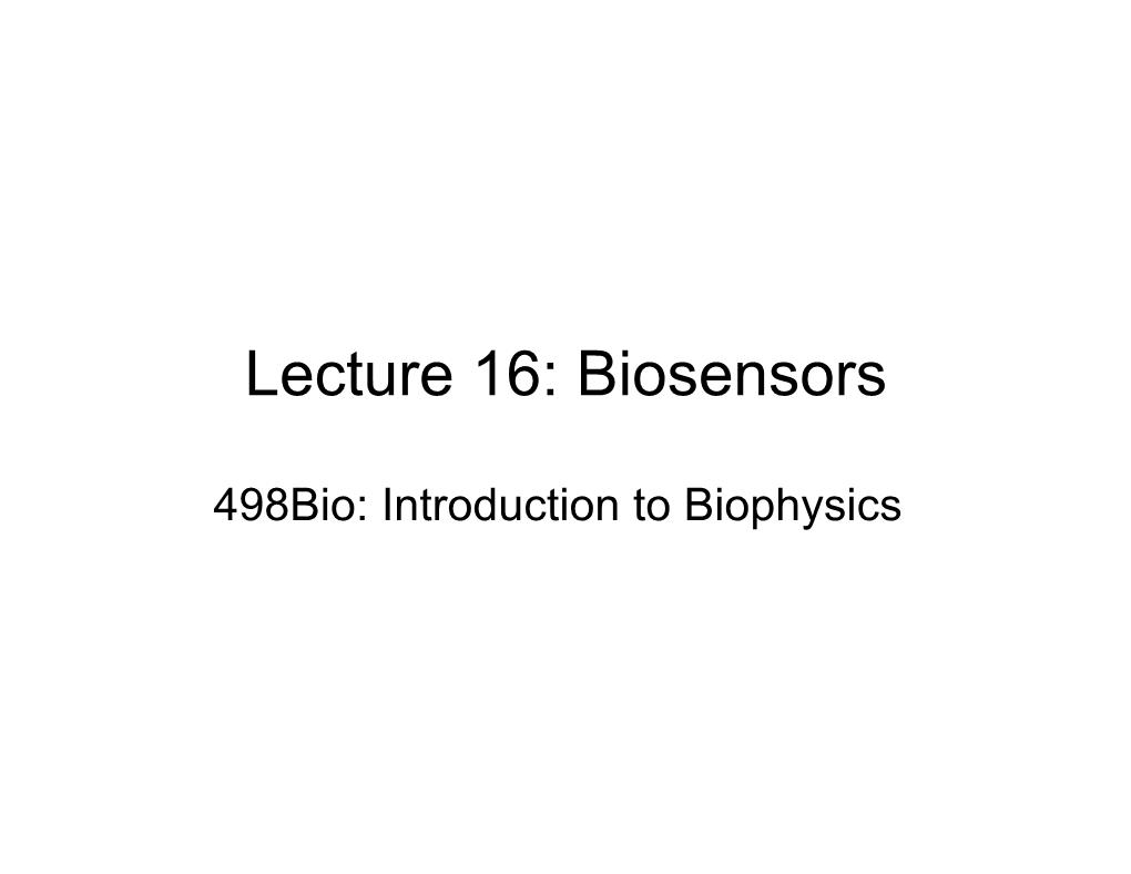 Lecture 16: Biosensors