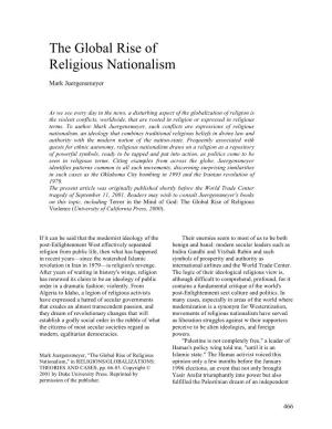 Global Rise of Secular Nationalism