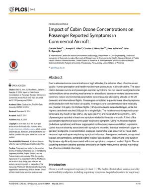 Impact of Cabin Ozone Concentrations on Passenger Reported Symptoms in Commercial Aircraft