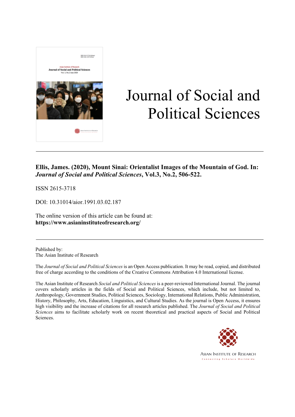 Journal of Social and Political Sciences