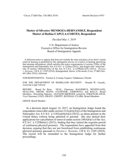 Matter of MENDOZA-HERNANDEZ CAPULA-CORTES 27 I&N Dec. 520 (BIA 2019)