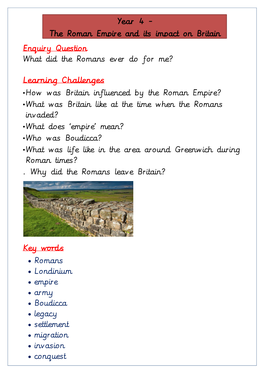 Learning Challenges • How Was Britain Influenced by the Roman