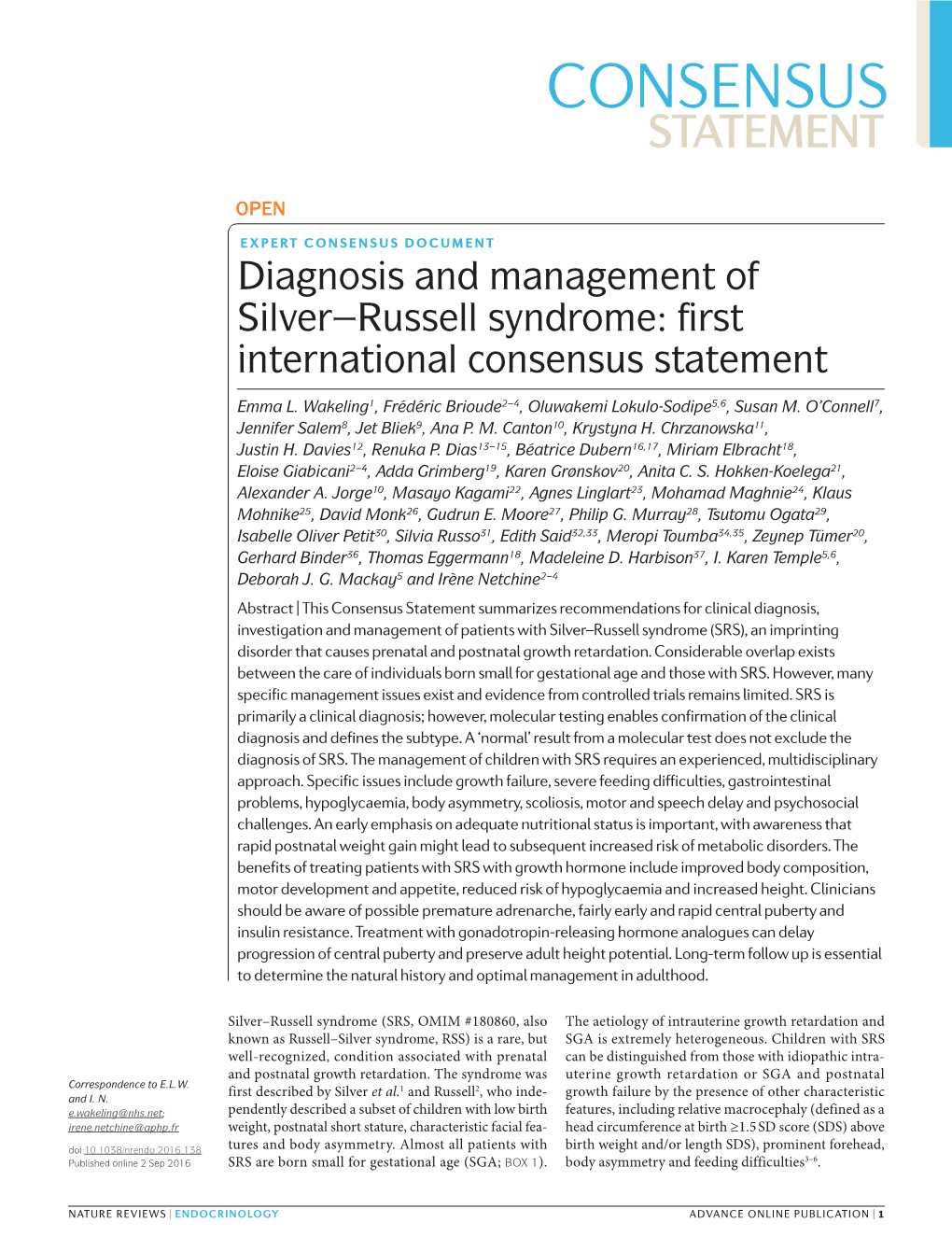 Silver Russell Syndrome to Expand the Endocrinol