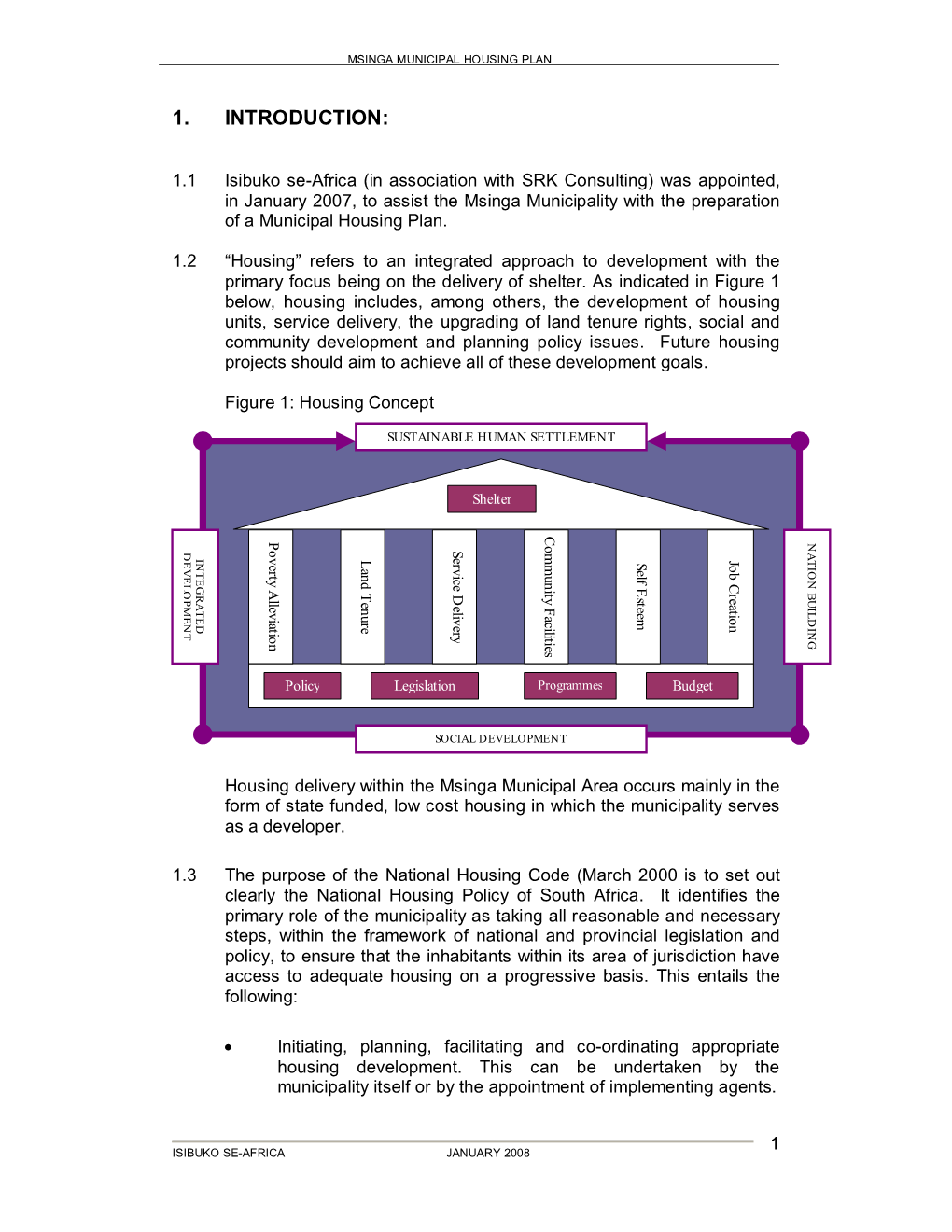 Final Msinga Municipal Housing Plan Report