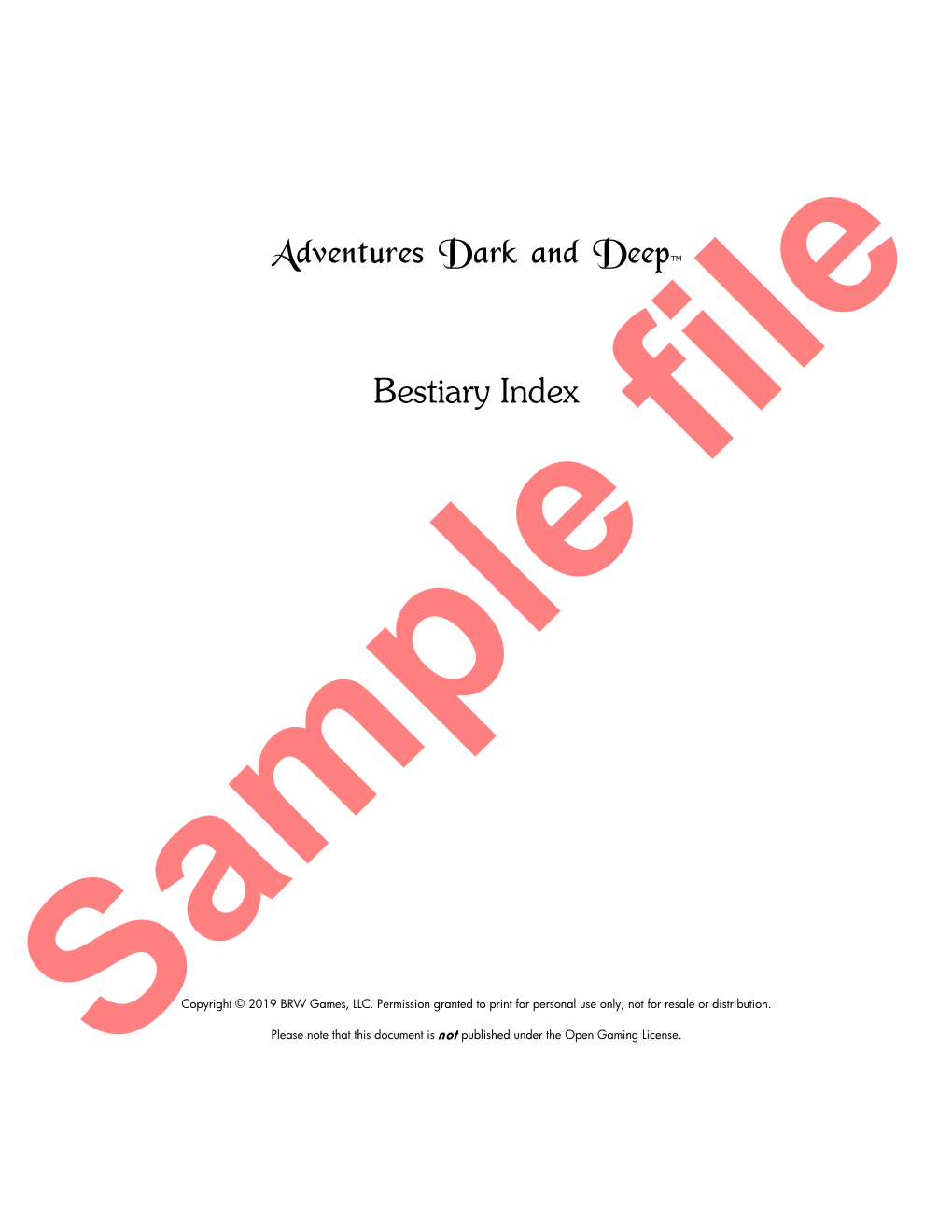 ADVENTURES DARK and DEEP™ Bestiary