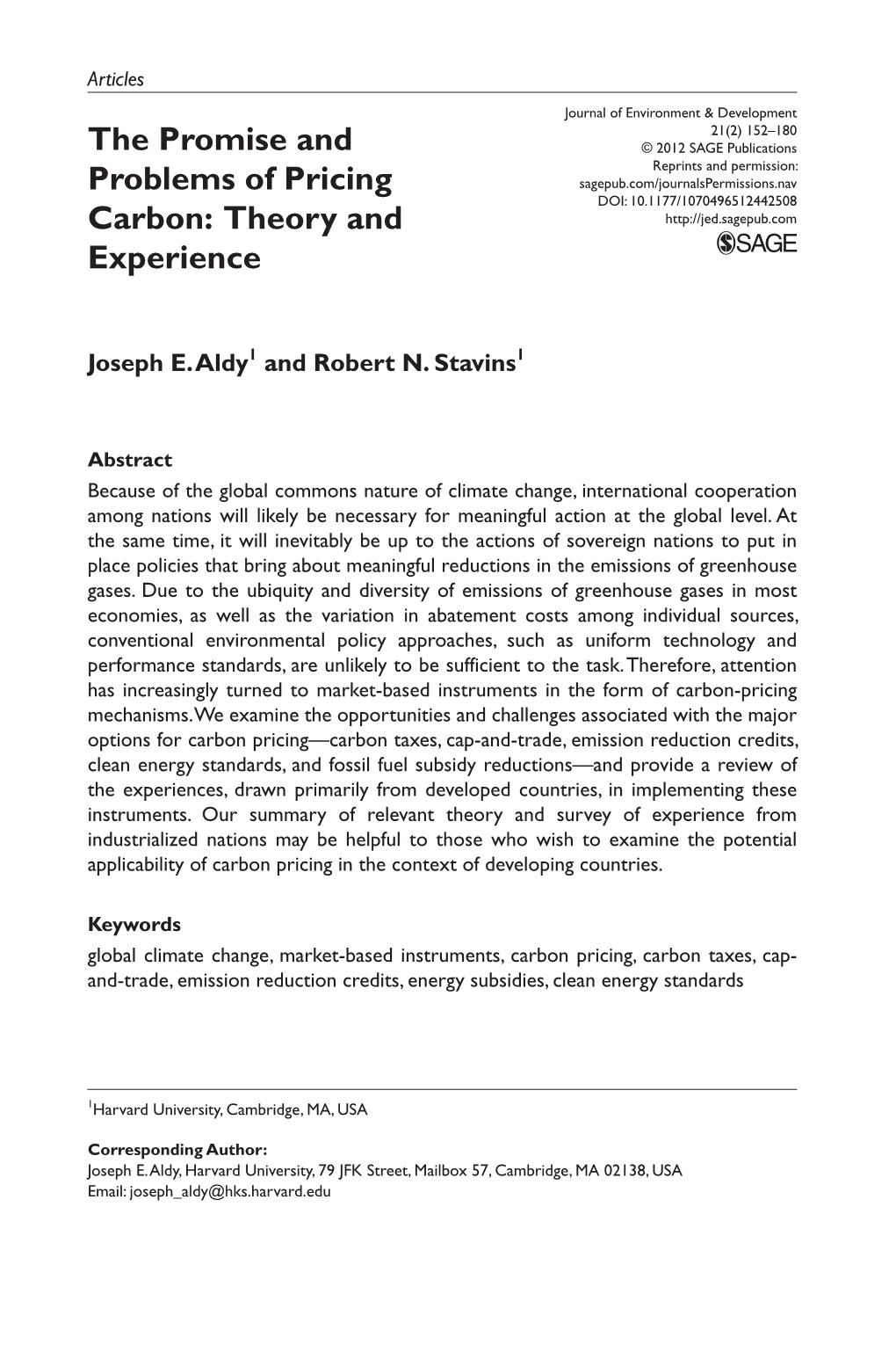 The Promise and Problems of Pricing Carbon: Theory and Experience