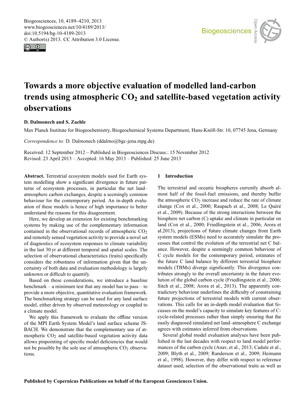 Towards a More Objective Evaluation of Modelled Land-Carbon Trends