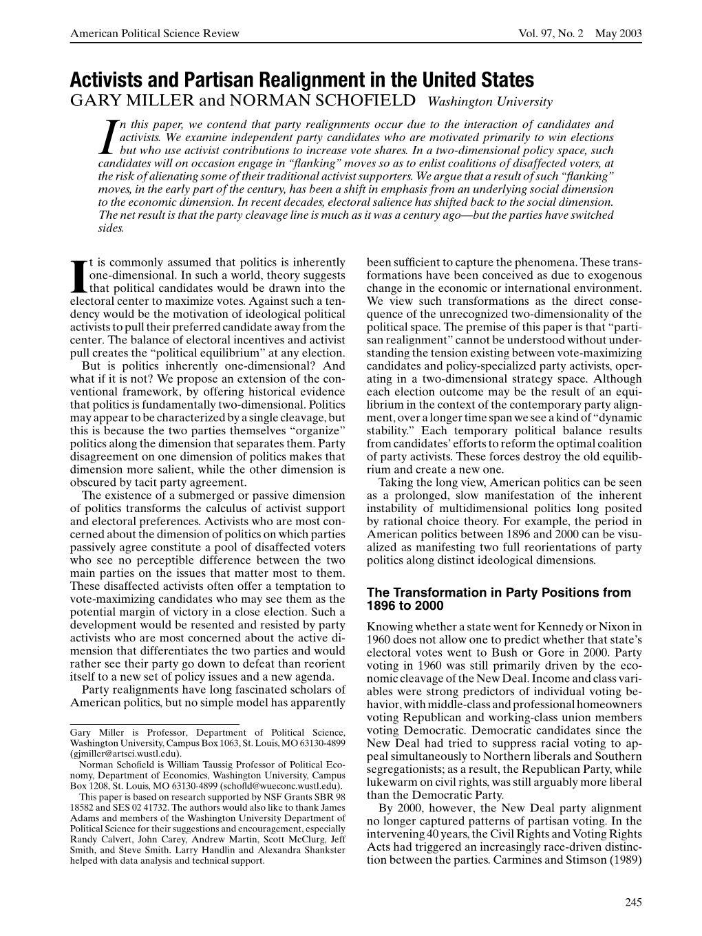 Activists and Partisan Realignment in the United States