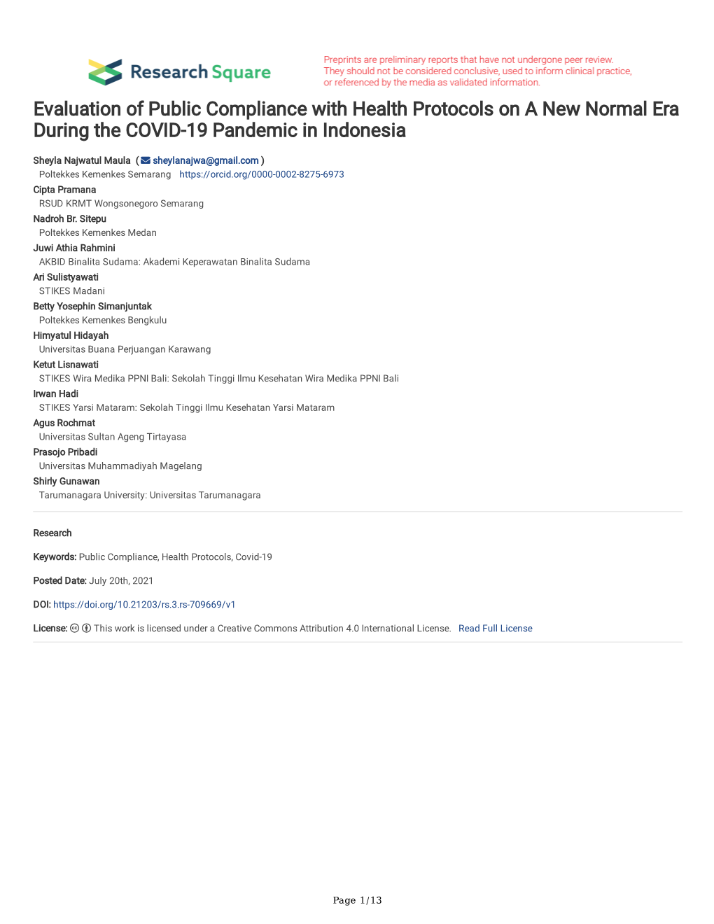 Evaluation of Public Compliance with Health Protocols on a New Normal Era During the COVID-19 Pandemic in Indonesia