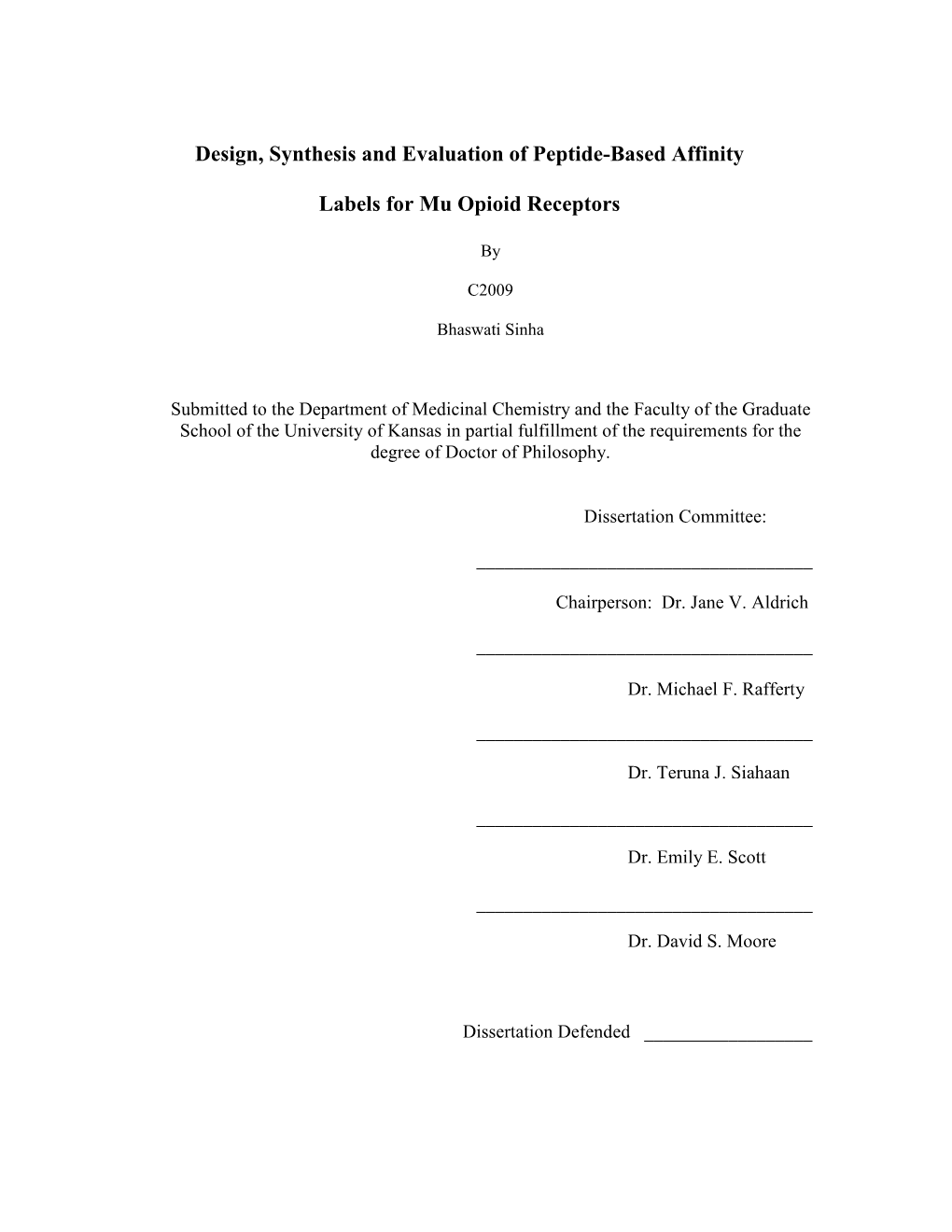 Design, Synthesis and Evaluation of Peptide-Based Affinity