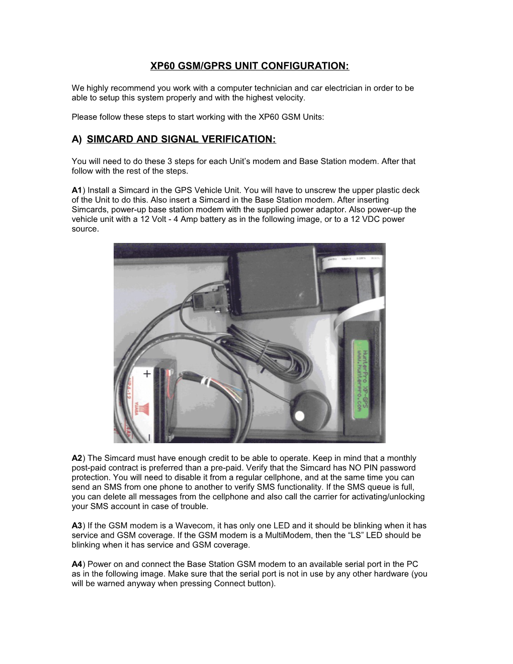 Configuration of the XP60 GSM/SMS/GPRS Evaluation Kit