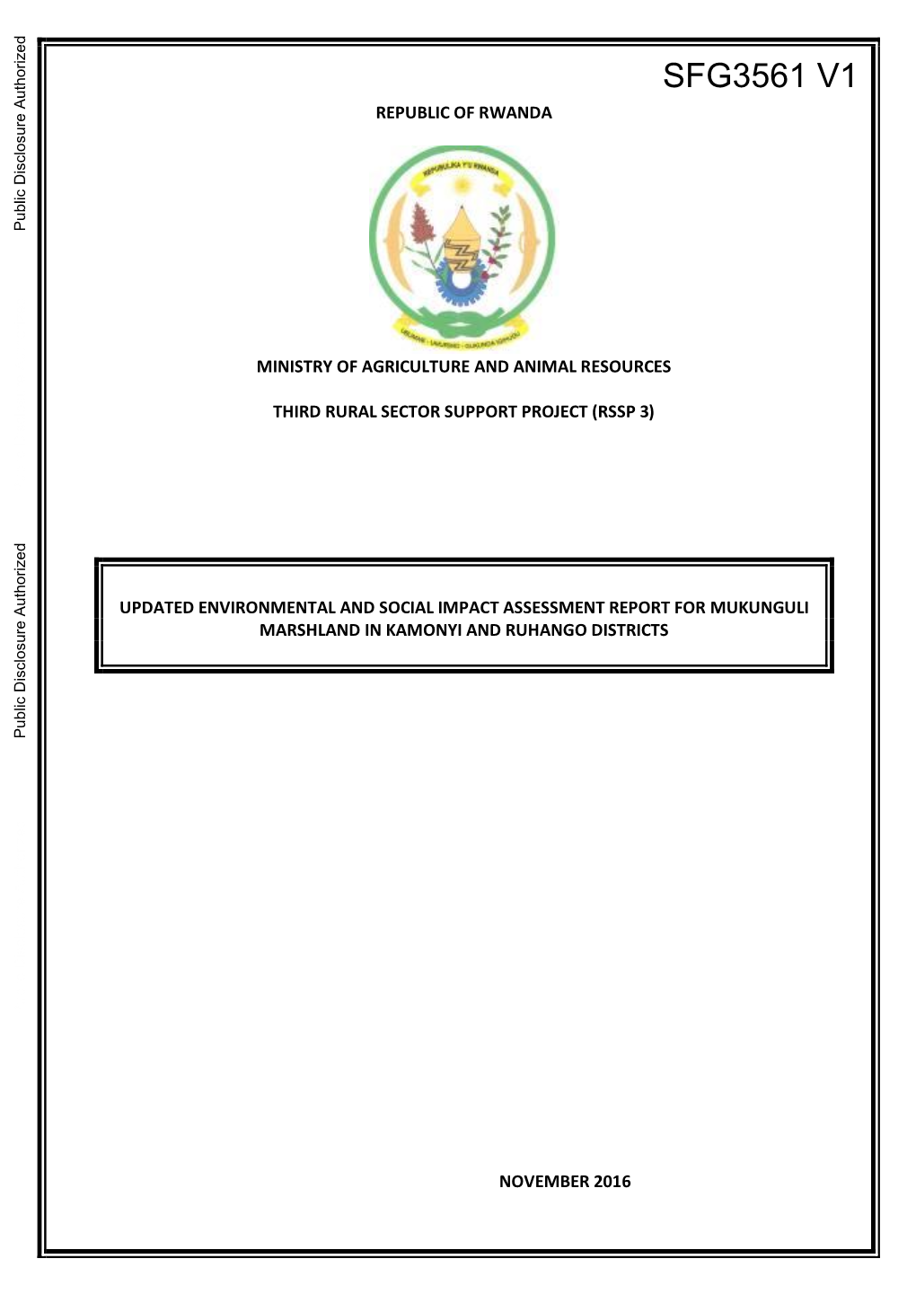SFG3561 V1 REPUBLIC of RWANDA Public Disclosure Authorized
