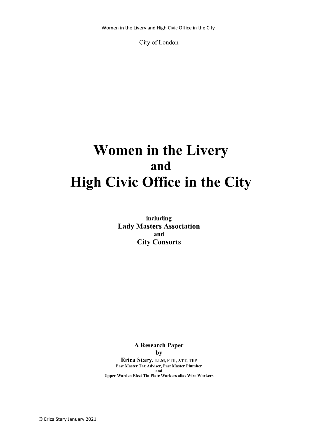 Women in the Livery High Civic Office in the City
