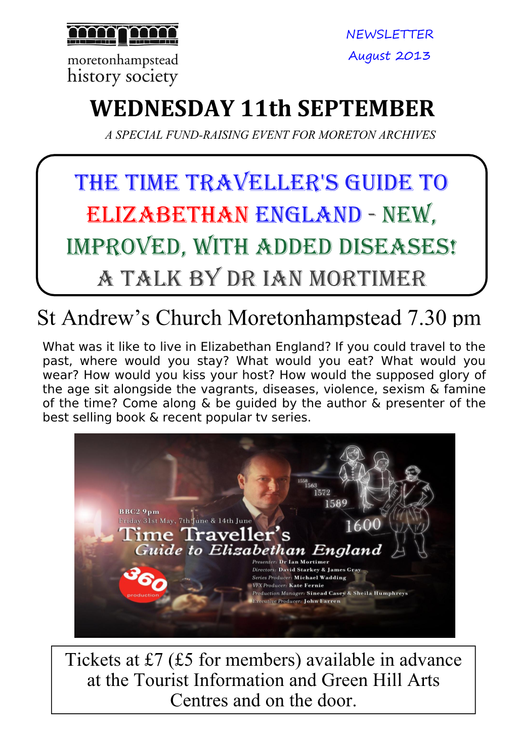 WEDNESDAY 11Th SEPTEMBER a SPECIAL FUND-RAISING EVENT for MORETON ARCHIVES