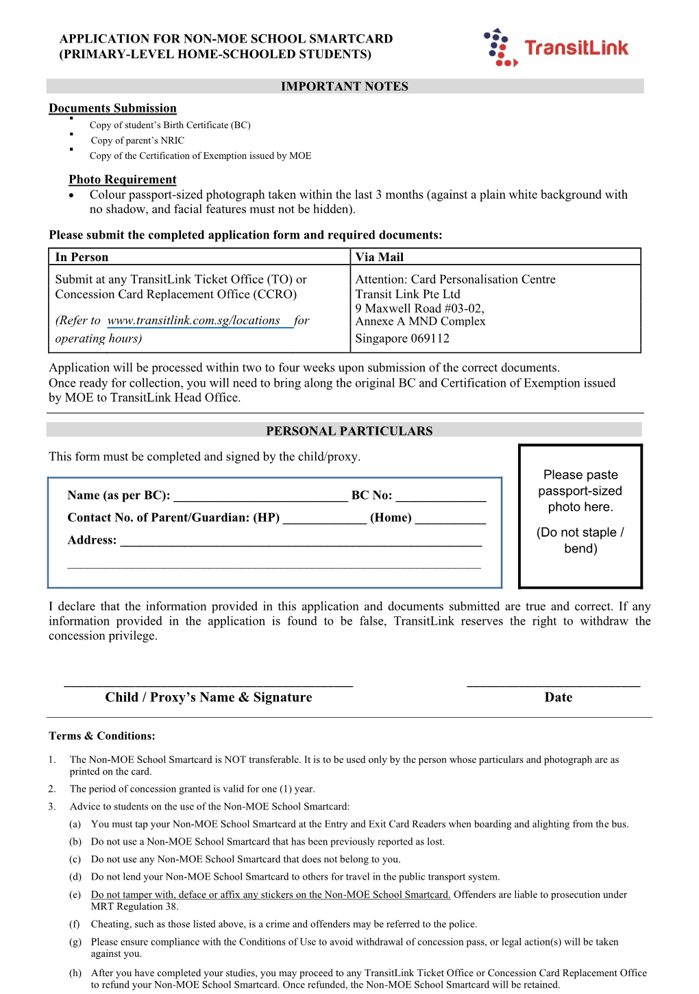 Child / Proxy's Name & Signature Date