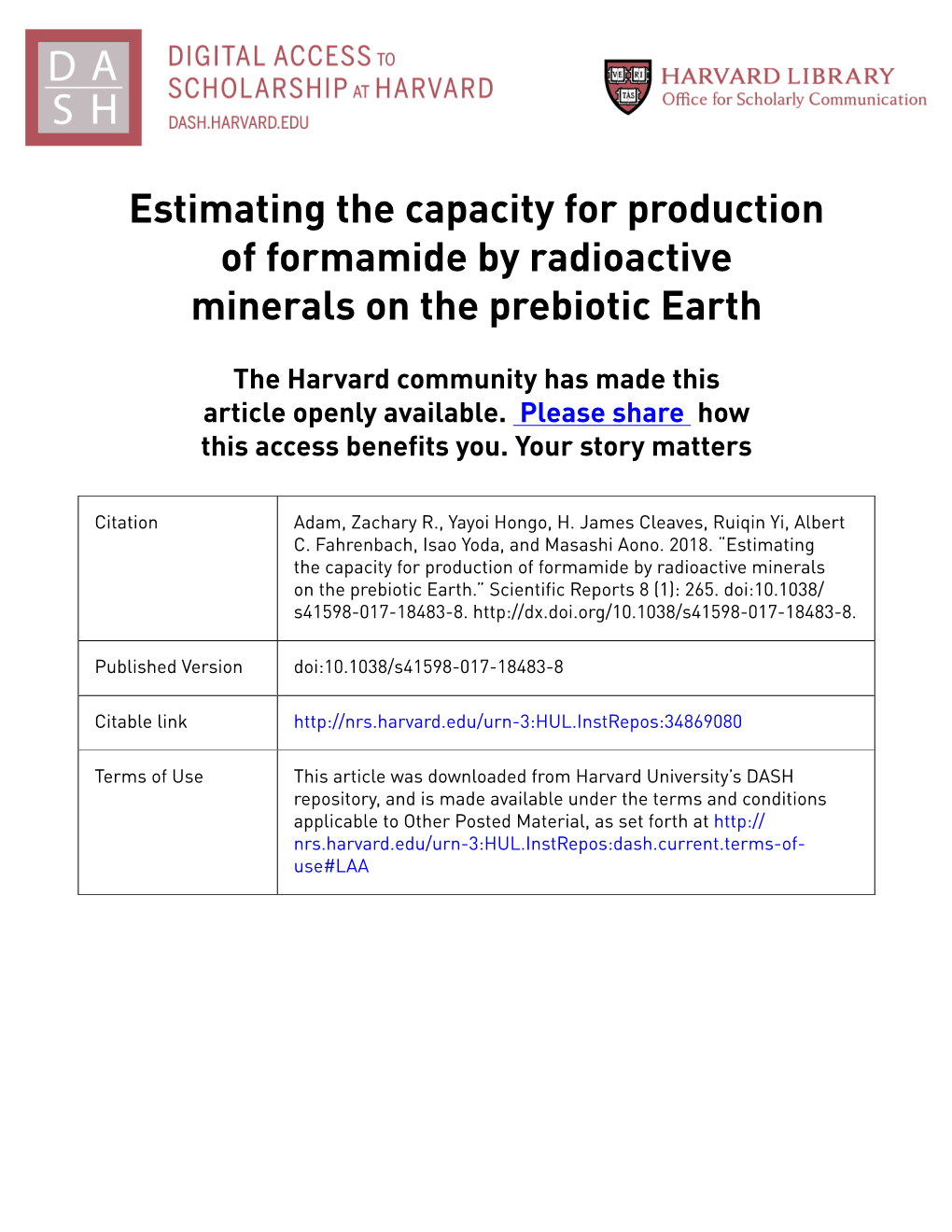 Estimating the Capacity for Production of Formamide by Radioactive Minerals on the Prebiotic Earth