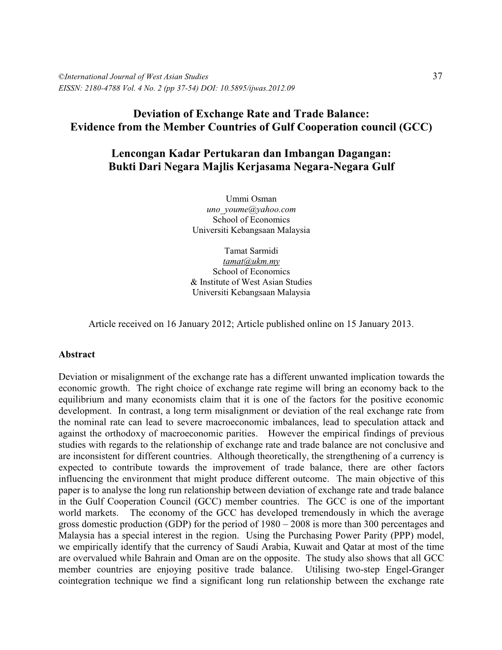 Deviation of Exchange Rate and Trade Balance: Evidence from the Member Countries of Gulf Cooperation Council (GCC)