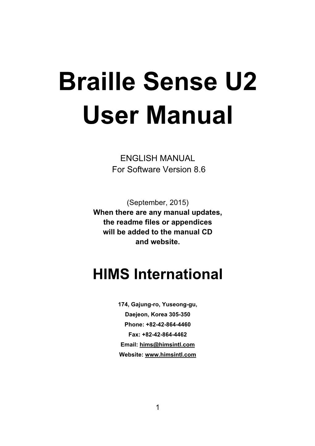 Braille Sense U2 User Manual