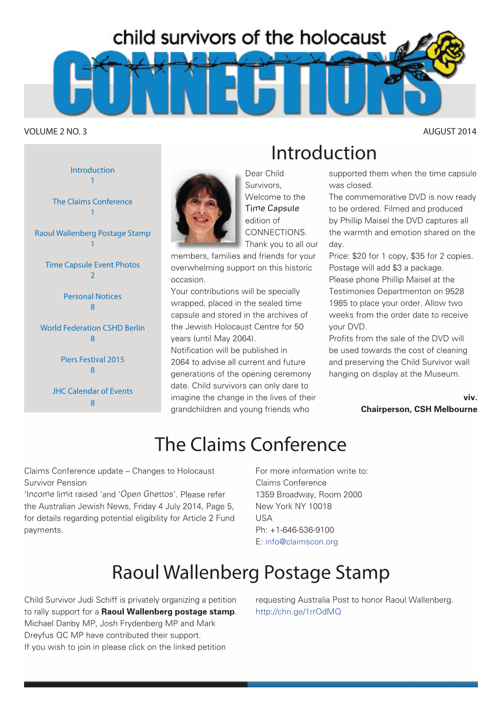 Introduction the Claims Conference Raoul Wallenberg Postage Stamp
