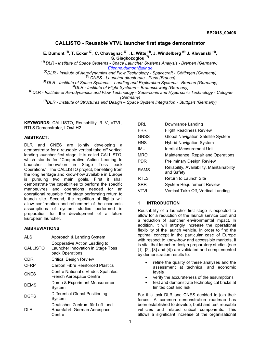 CALLISTO - Reusable VTVL Launcher First Stage Demonstrator