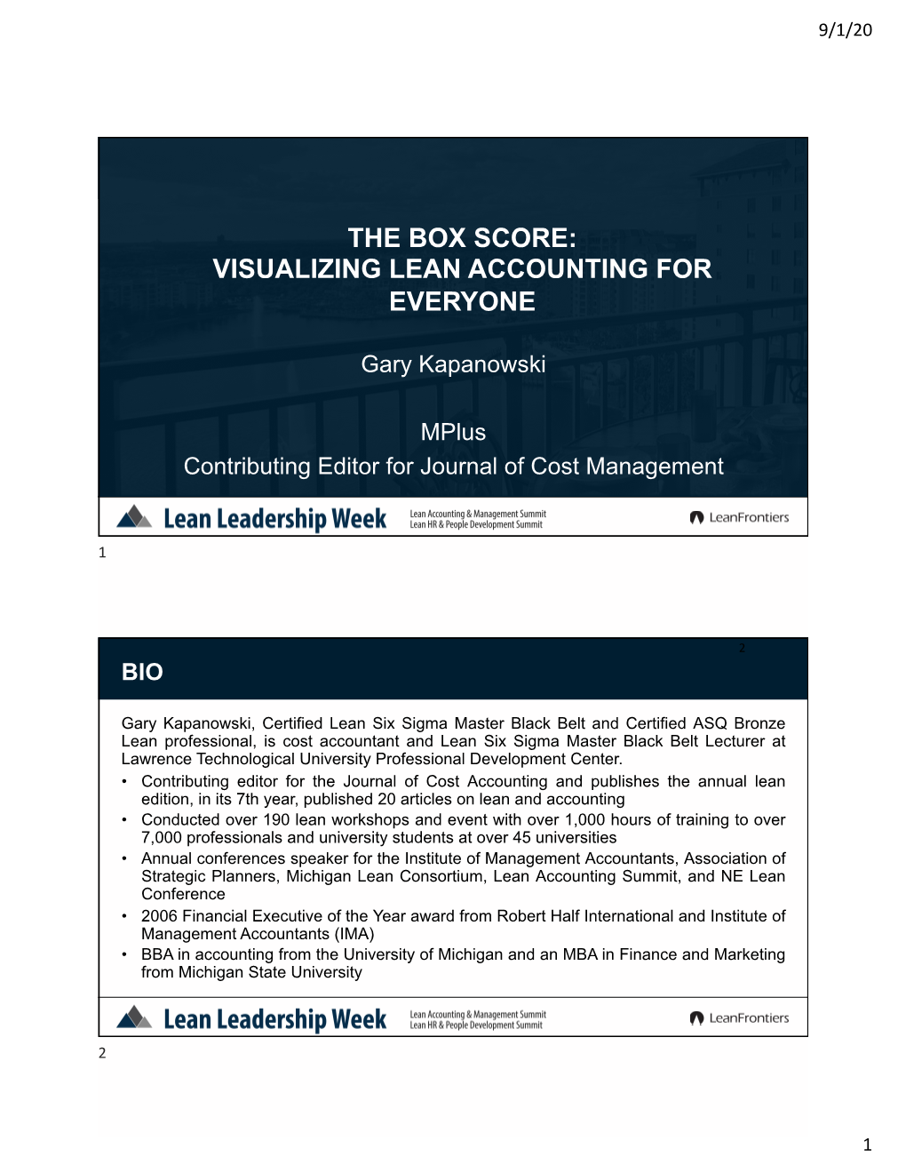 The Box Score: Visualizing Lean Accounting for Everyone