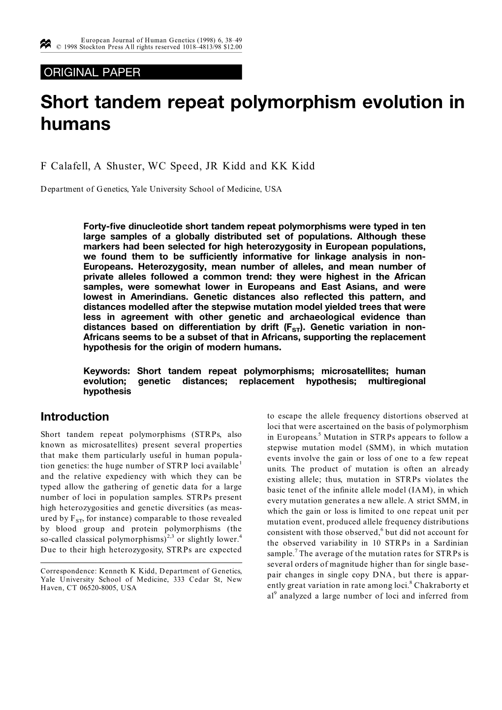 Short Tandem Repeat Polymorphism Evolution in Humans