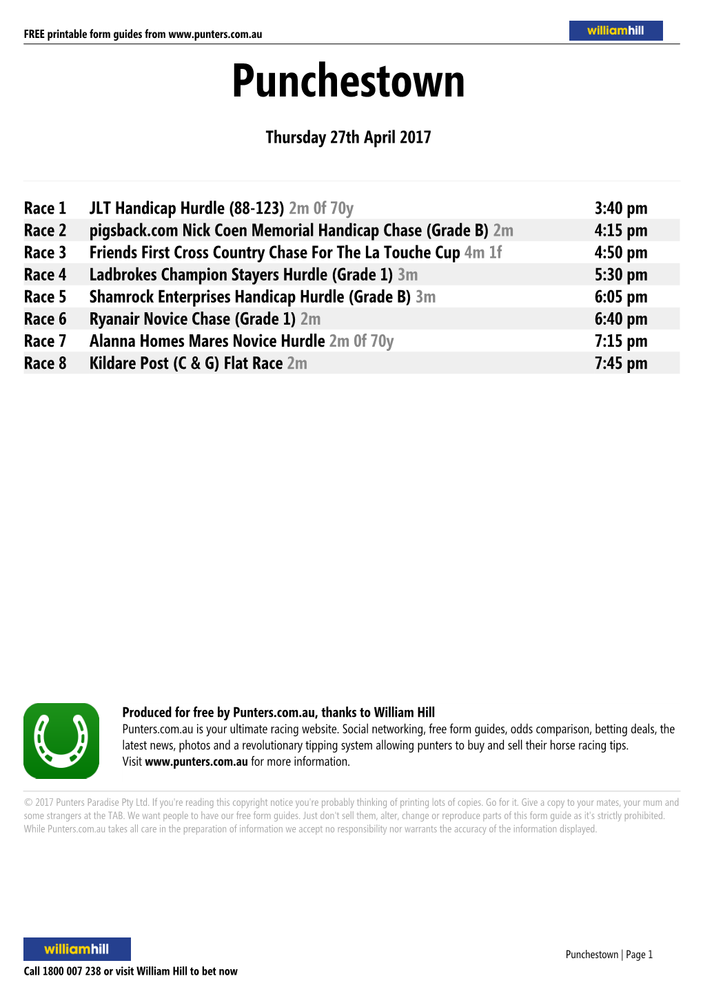 Punchestown Printable Form Guide