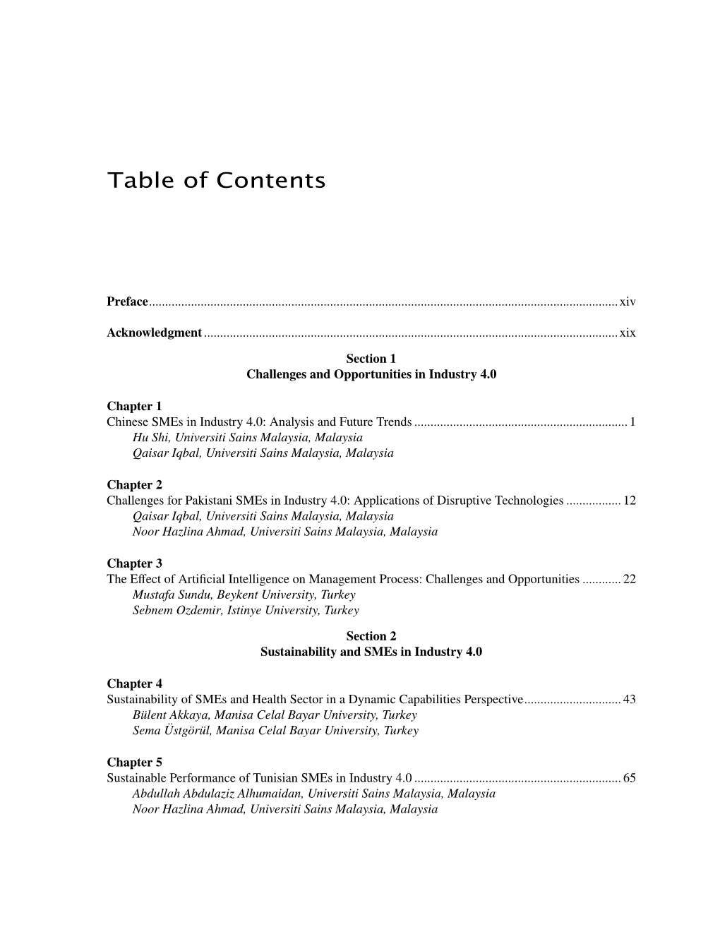 Table of Contents