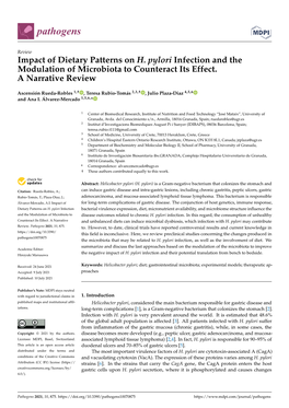 Impact of Dietary Patterns on H. Pylori Infection and the Modulation of Microbiota to Counteract Its Effect