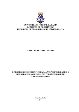 Universidade Federal Da Bahia Instituto De Geociências Programa De Pós-Graduação Em Geografia