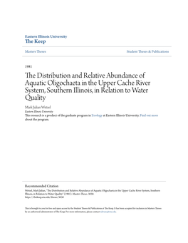 The Distribution and Relative Abundance of Aquatic Oligochaeta