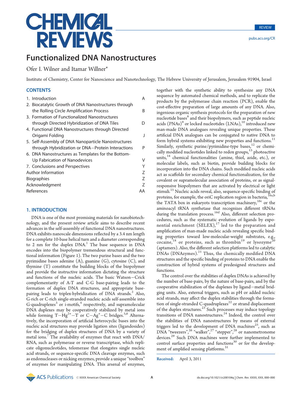 Functionalized DNA Nanostructures Ofer I