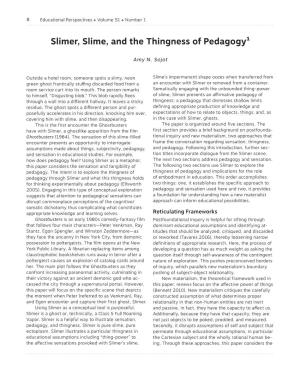 Slimer, Slime, and the Thingness of Pedagogy1
