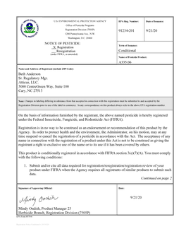 US EPA, Pesticide Product Label, A335.06,09/21/2020