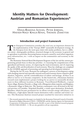 Identity Matters for Development: Austrian and Romanian Experiences*