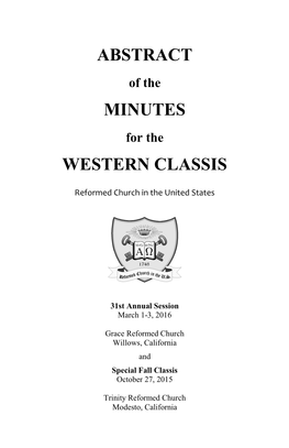 Abstract Minutes Western Classis