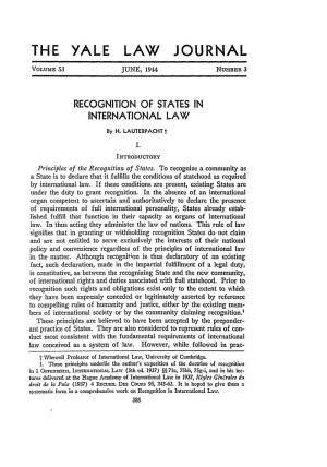 Recognition of States in International Law