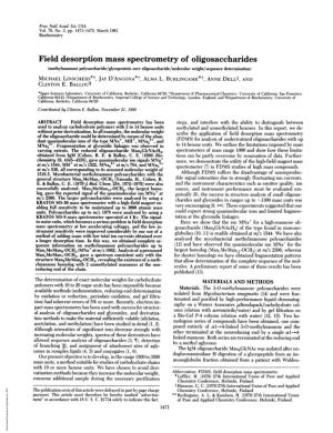 Field Desorption Mass Spectrometry of Oligosaccharides