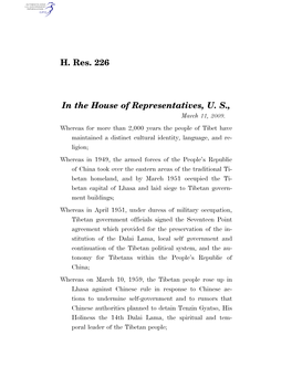 H. Res. 226 in the House of Representatives, U