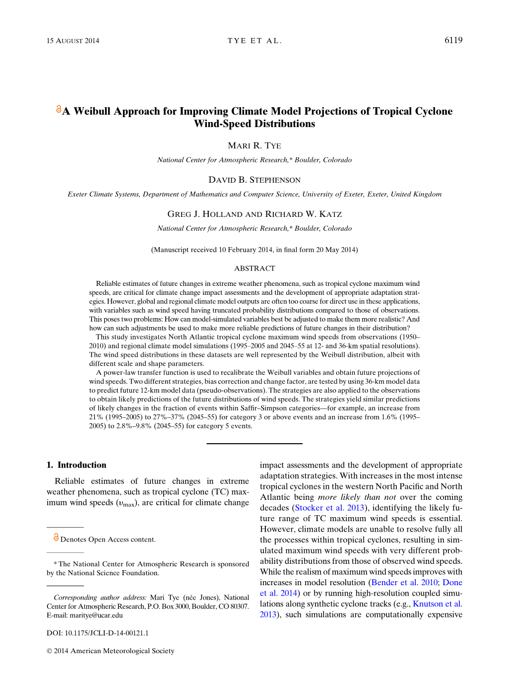 A Weibull Approach for Improving Climate Model Projections of Tropical Cyclone Wind-Speed Distributions