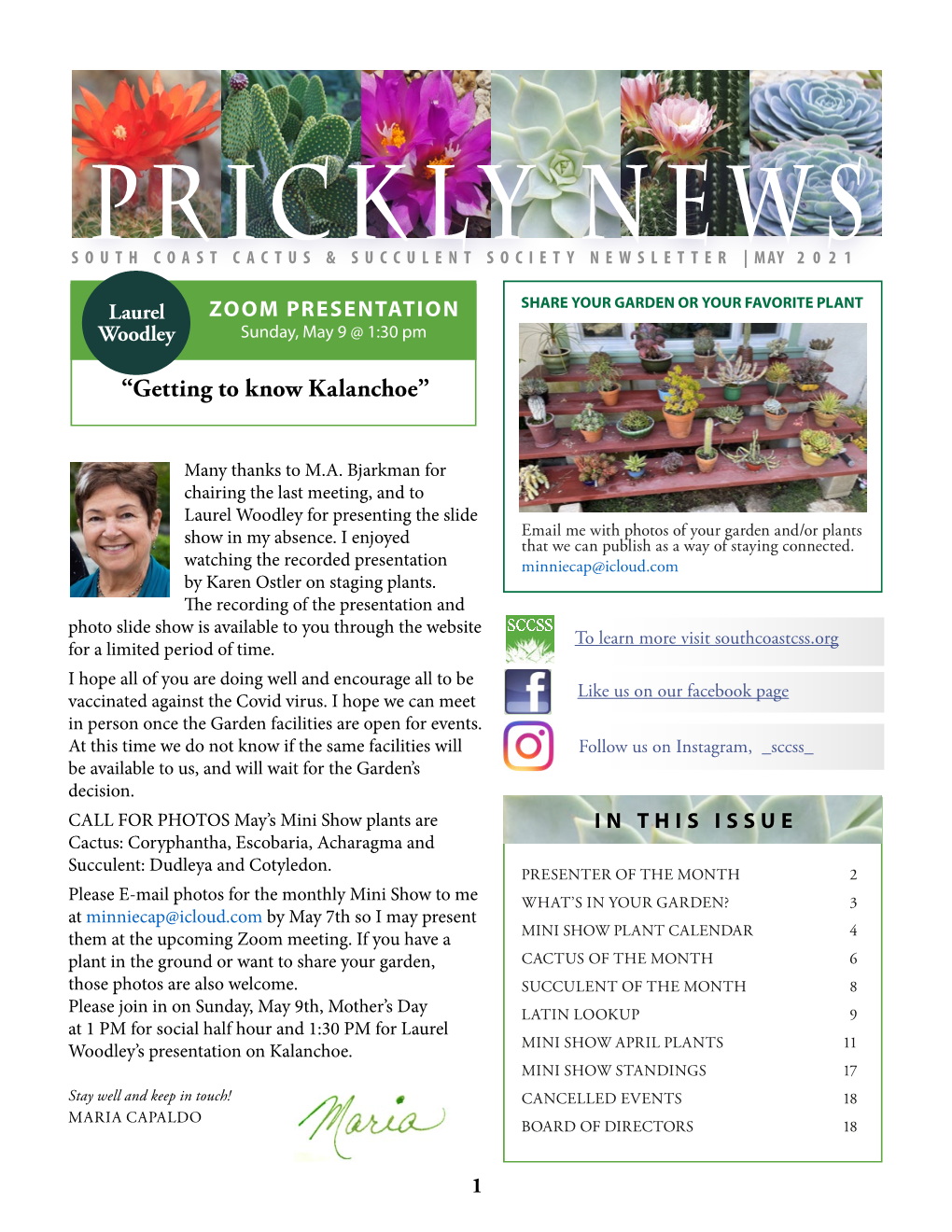Prickly News South Coast Cactus & Succulent Society Newsletter | May 2021