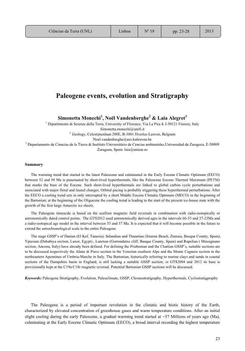 Paleogene Events, Evolution and Stratigraphy