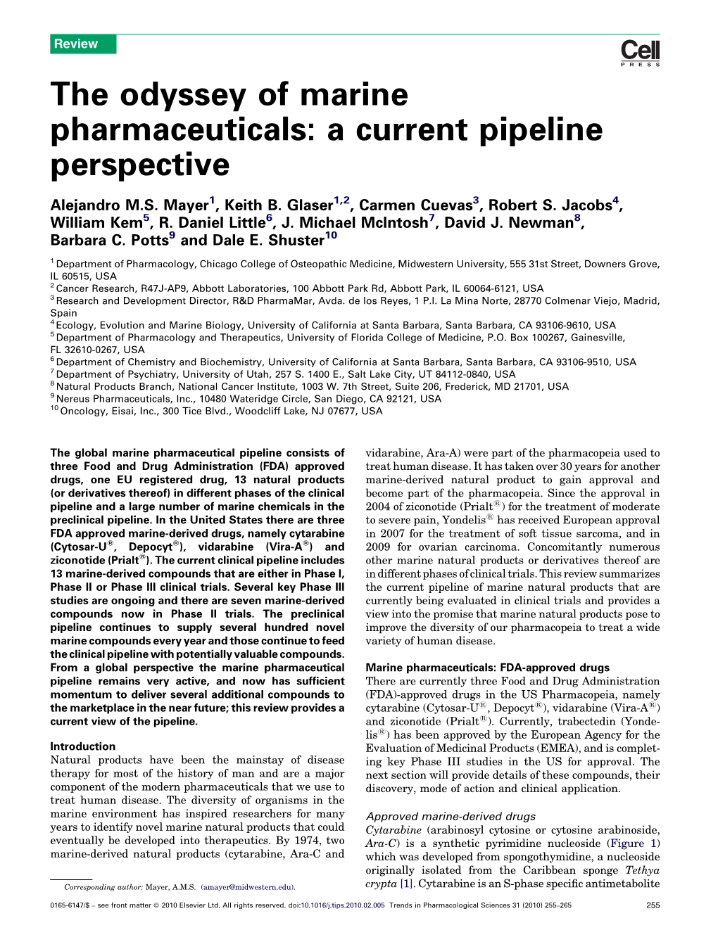 The Odyssey of Marine Pharmaceuticals: a Current Pipeline Perspective