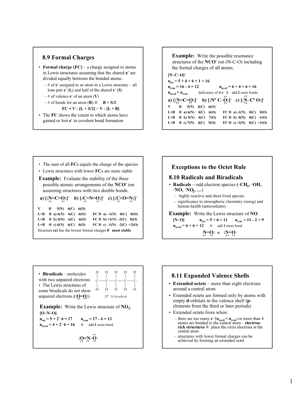 8.9 Formal Charges Exceptions to the Octet Rule 8.10