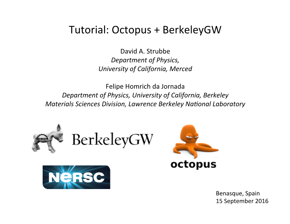 Tutorial: Octopus + Berkeleygw