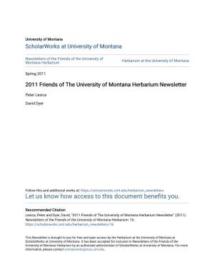 2011 Friends of the University of Montana Herbarium Newsletter
