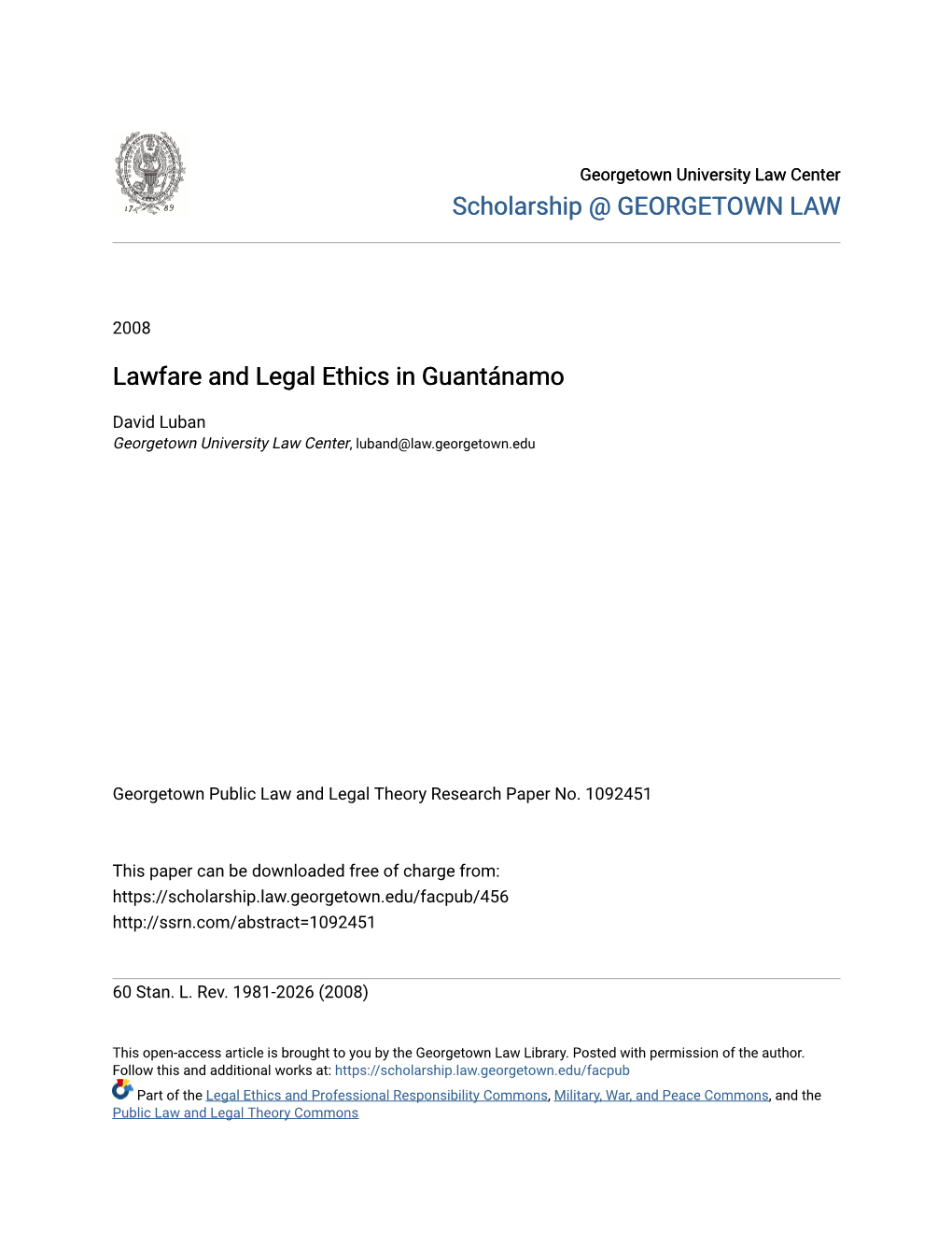 Lawfare and Legal Ethics in Guantánamo