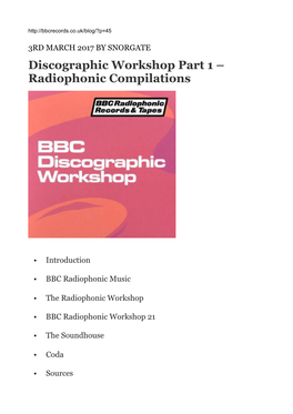Discographic Workshop Part 1 – Radiophonic Compilations