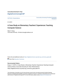 A Case Study on Elementary Teachers' Experiences Teaching