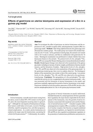 Effects of Gestrinone on Uterine Leiomyoma and Expression of C-Src in a Guinea Pig Model